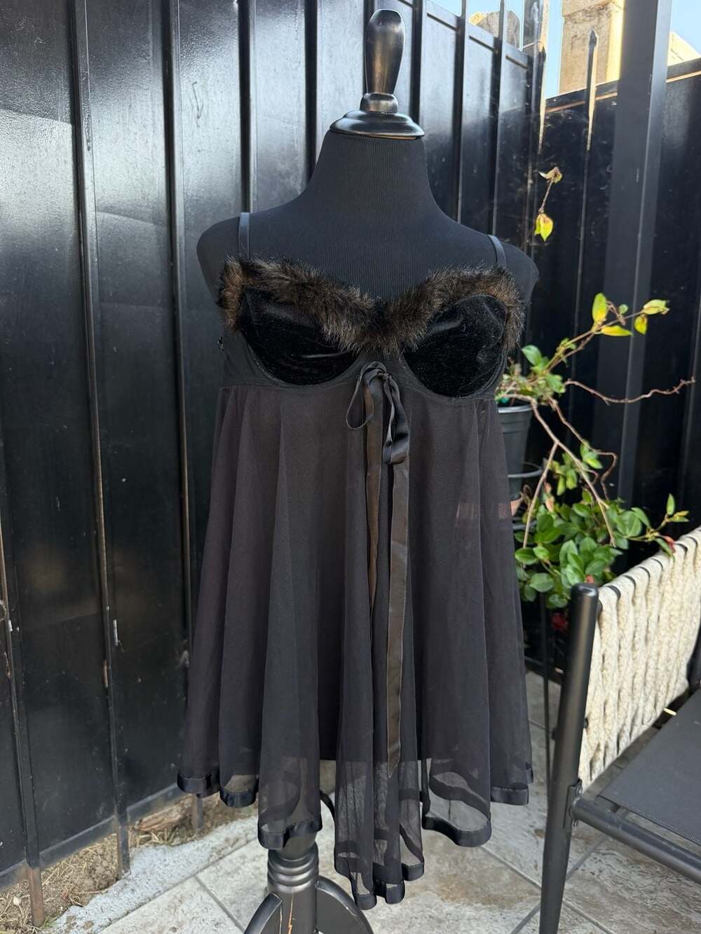 Vintage Victoria's Secret Babydoll Slip Dress Size 34B Black